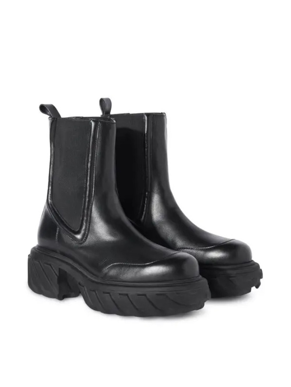 Off-White Black Tractor Motor Leather Boots, NWT, Size 38